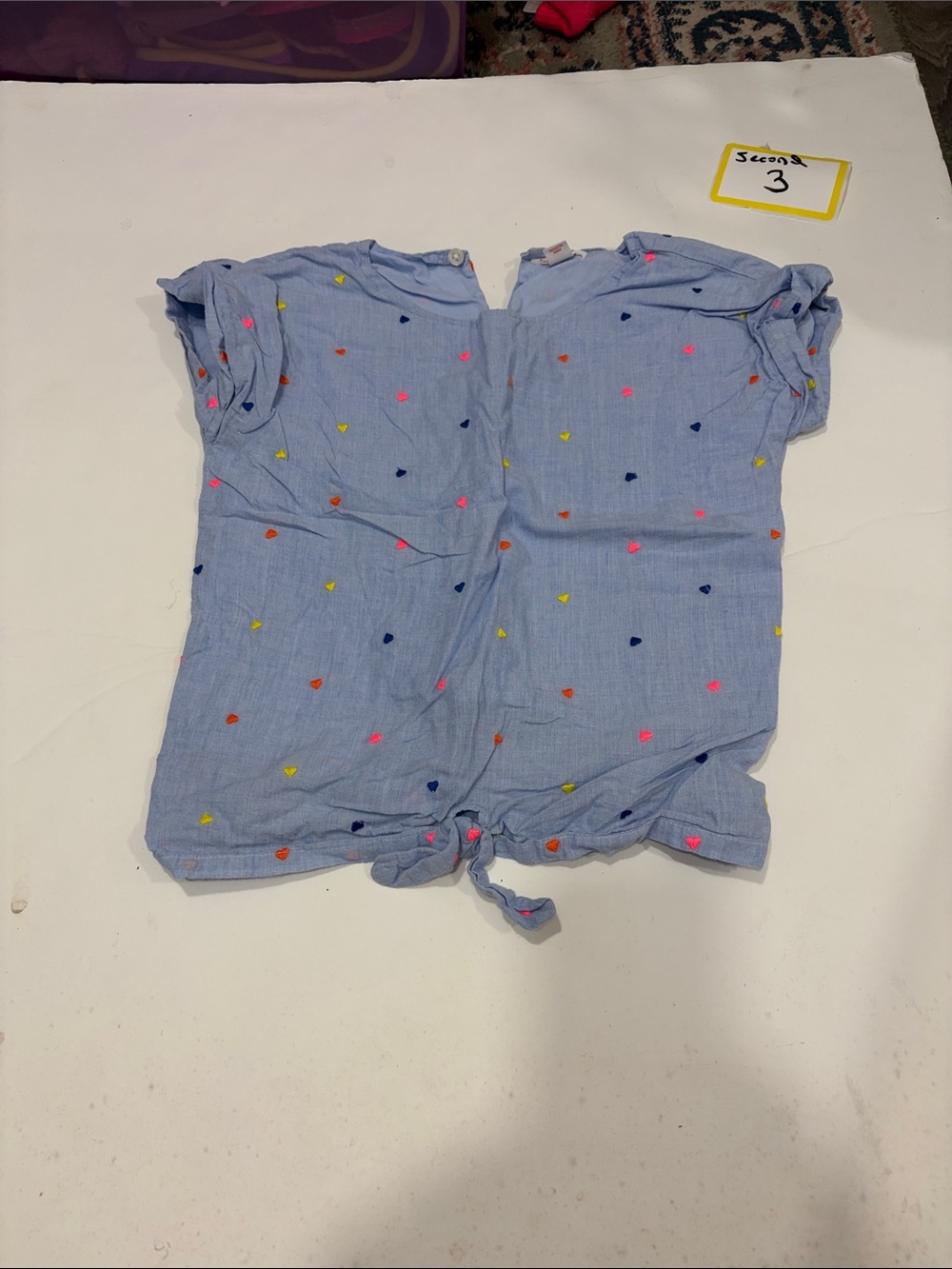 Cat & Jack Light Blue Heart Print Tie-Front Girls Top